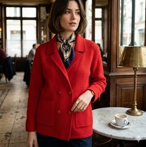 VTG La Stervi Maglia Italian Wool blend Cardigan, Red Blazer,  Dark Academia